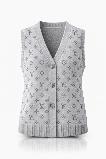Monogram Knit Buttoned Vest