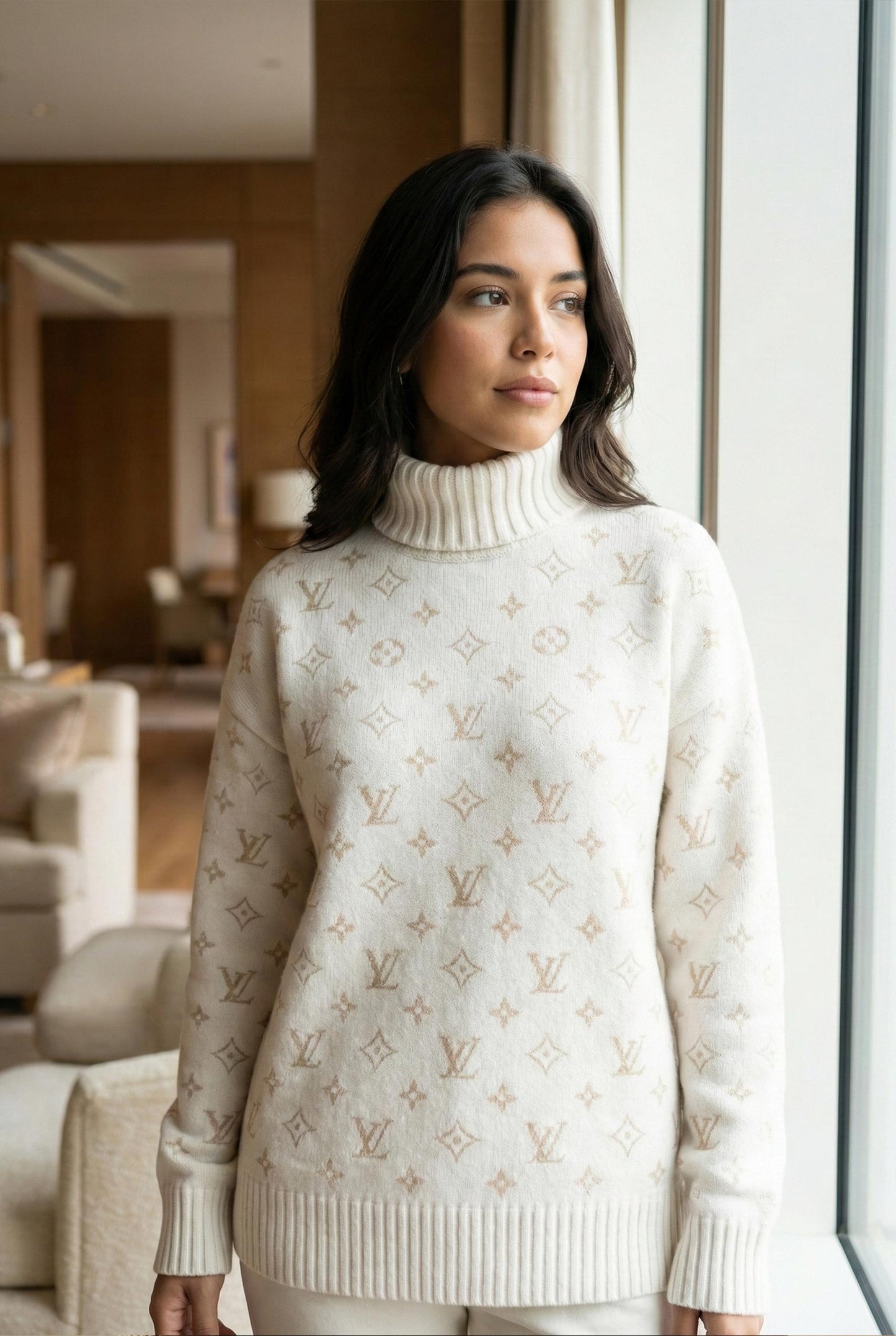 Monogram Knit Turtleneck Sweater