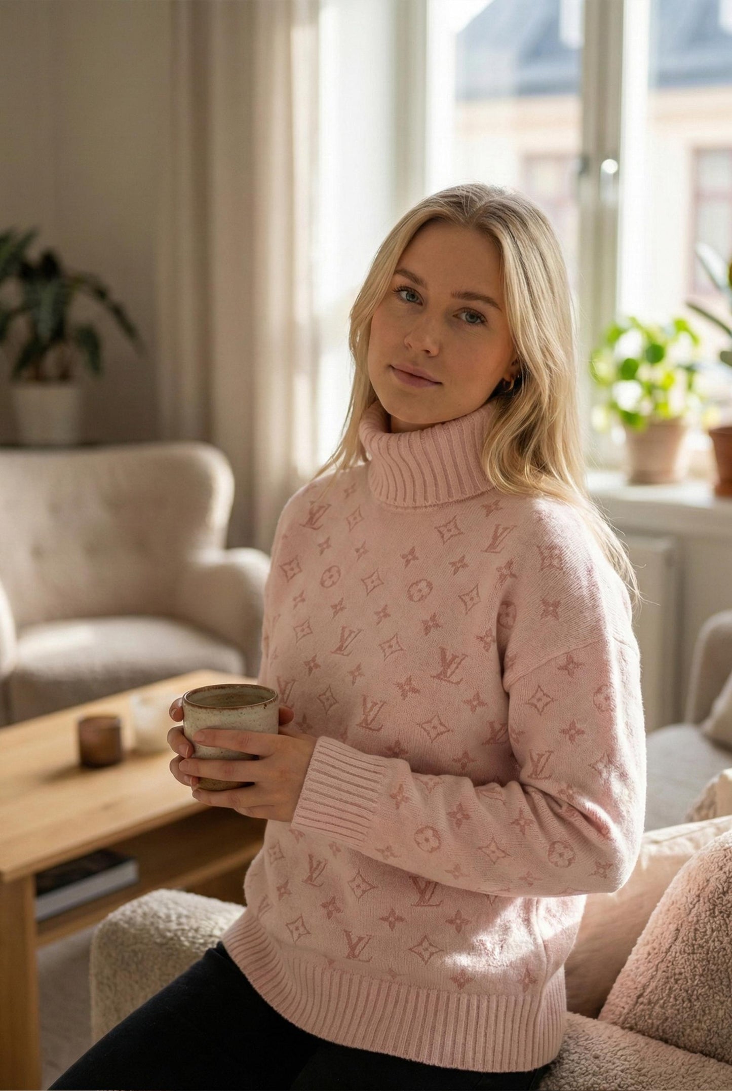 Monogram Knit Turtleneck Sweater