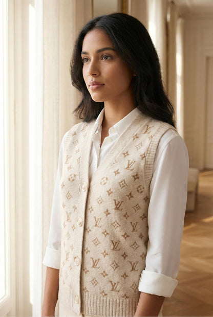Monogram Knit Buttoned Vest