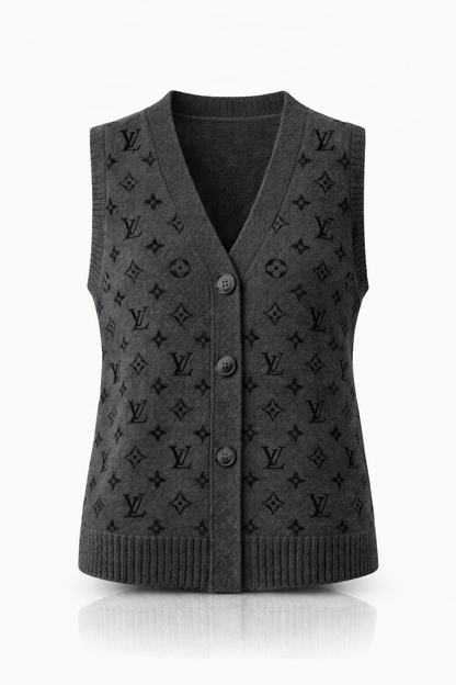 Monogram Knit Buttoned Vest