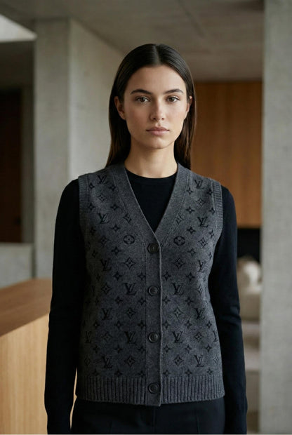 Monogram Knit Buttoned Vest