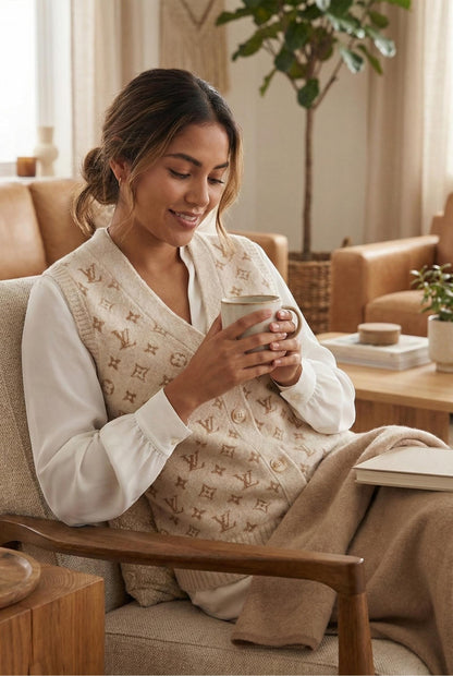 Monogram Knit Buttoned Vest