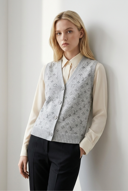 Monogram Knit Buttoned Vest